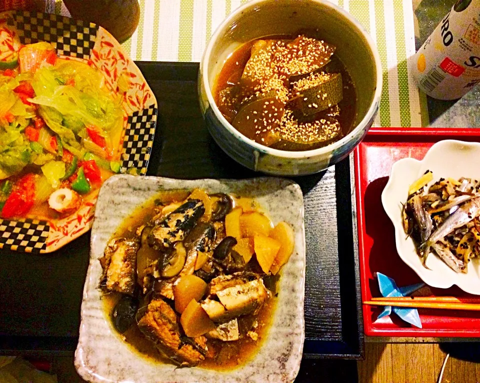 イワシの梅煮
冬瓜の味噌煮込み
サラダ
背黒イワシのごま漬け|☆アスカ☆さん