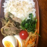 Snapdishの料理写真:豚としめじの白ワイン煮弁当|しょうこさん