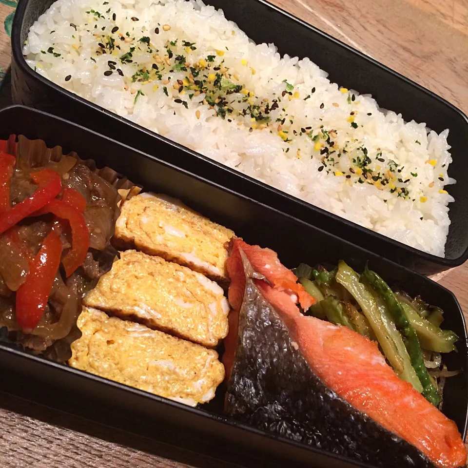 今日の秋いろオット2段弁当|おゆさん