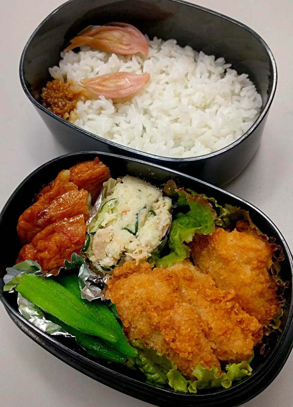 9月14日のサラメシは

鶏唐揚げ
薩摩揚げ煮
おからのツナサラダ
オクラwith醤油糀
甘酢茗荷

です🤣|ニッパーさん