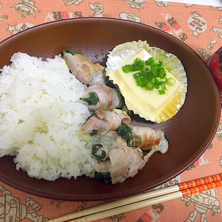 大葉とチーズの豚バラ巻き♡
玉子豆腐のワンプレート\( ˙▿︎˙ )/|あたむさん