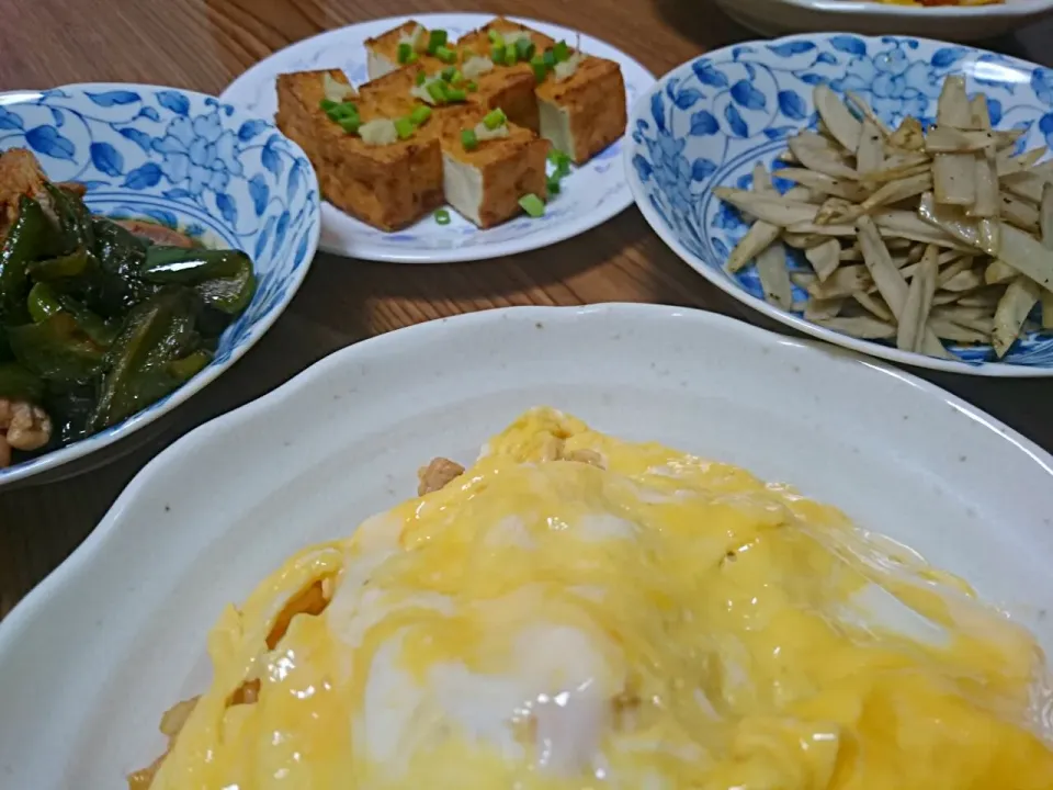 ・ピーマンの炒めもの
・焼き厚揚げ
・牛蒡の塩きんぴら
・オムライス|ようかんさん