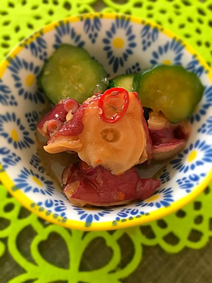 Snapdishの料理写真:ニンニクたこきゅう💚|アリエッティさん