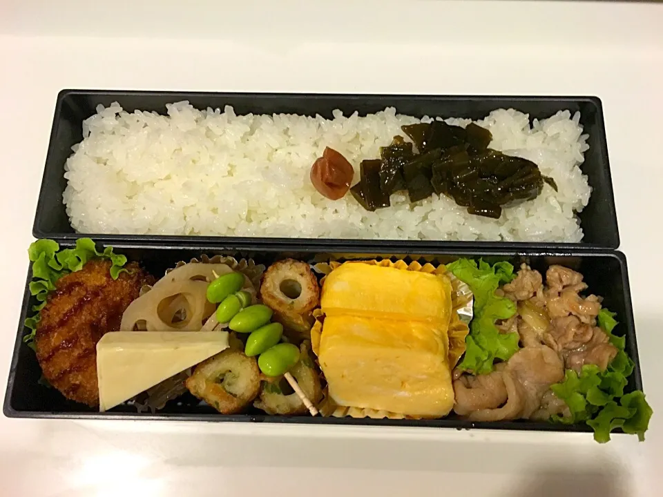 豚肉の甘辛炒めのお弁当。|Chiharuさん