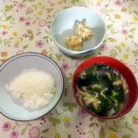 Snapdishの料理写真:ご飯、野菜シュウマイ、中華スープ|ゆきさん