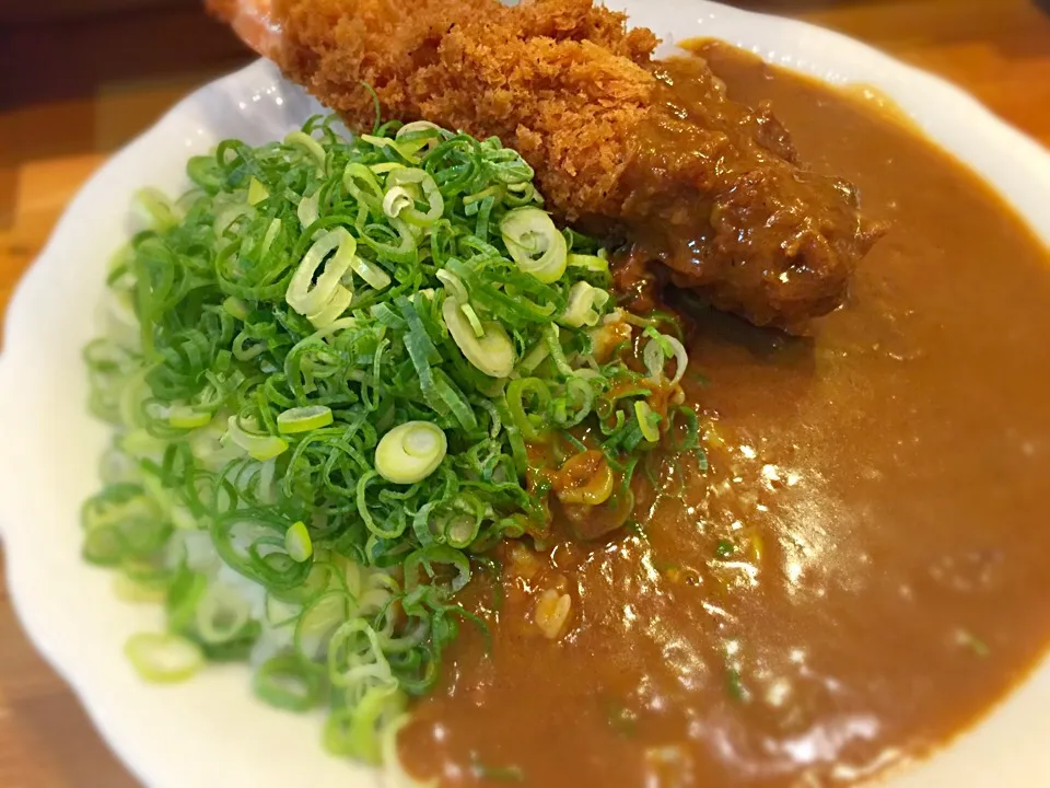 Snapdishの料理写真:エビフライカレー、ネギトッピング、100辛🍛|buhizouさん