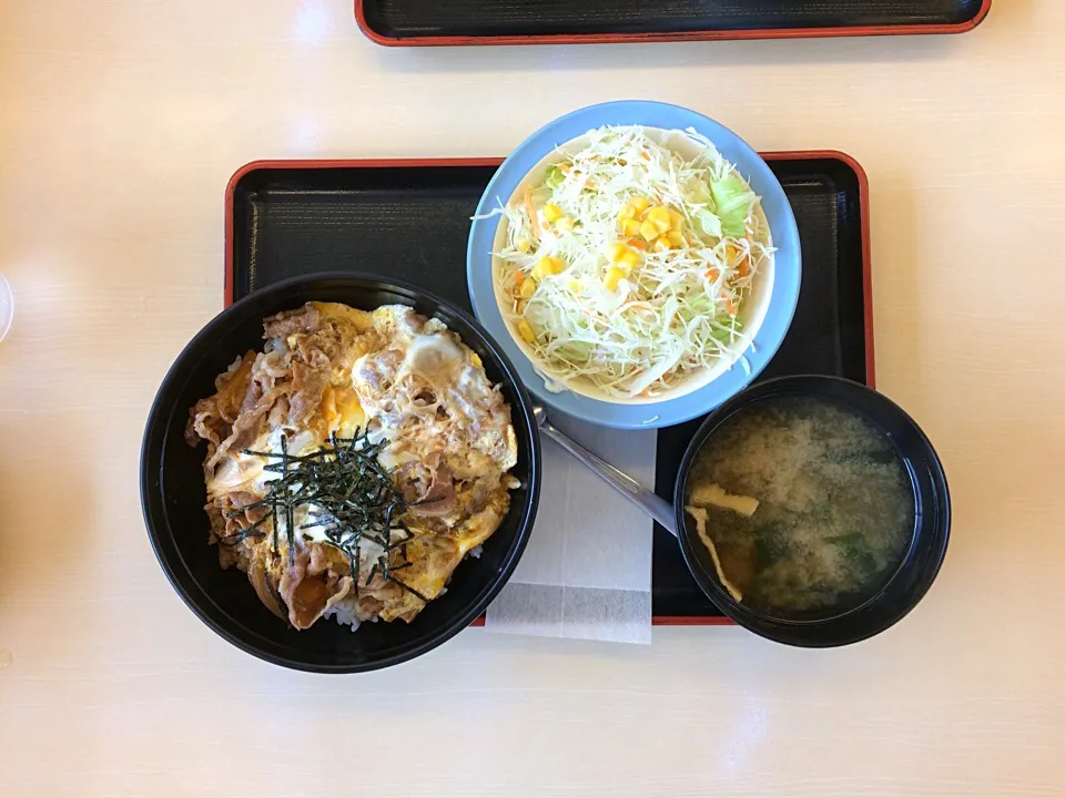 松屋 牛とじ丼(並)野菜セット|ばーさんさん