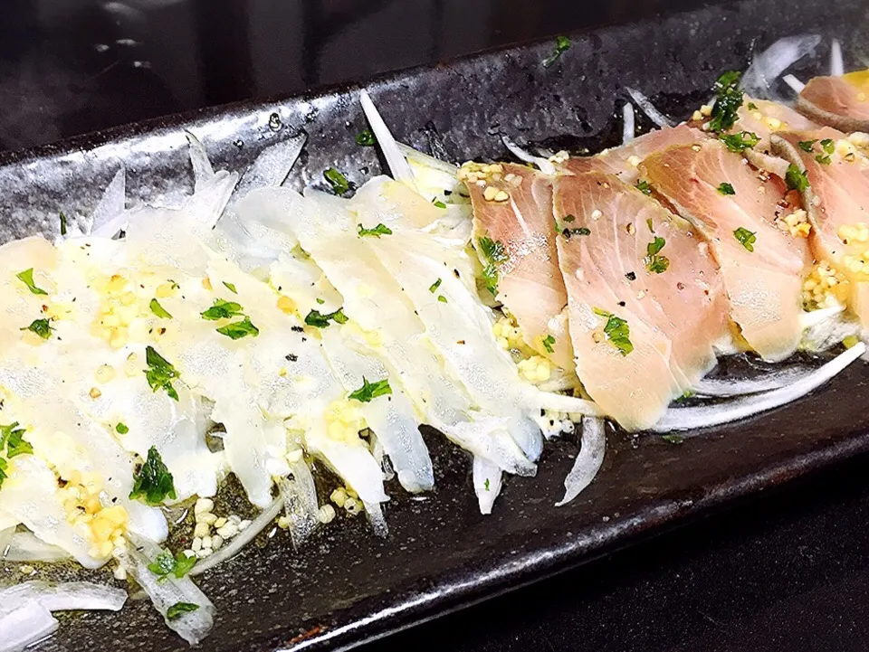 昨晩のお料理❤️
ヒラメとブリのカルパッチョ🐟|桃実さん