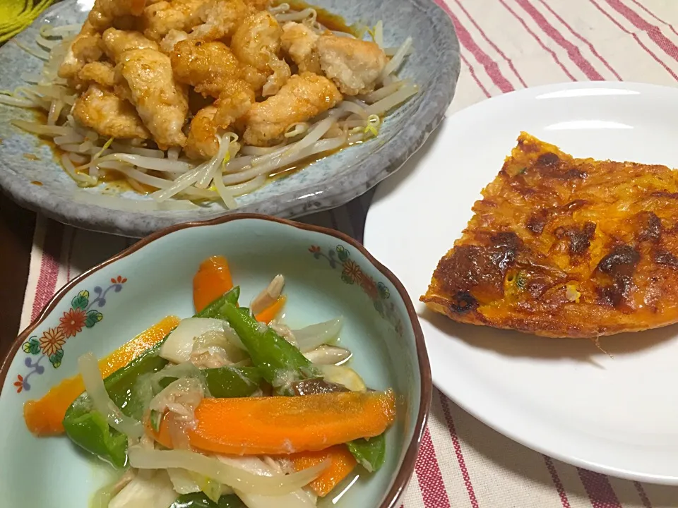 かぼちゃとベーコンのトルティーヤ・ささ身のから揚げ・野菜とツナの煮物|Yuko Kisoさん