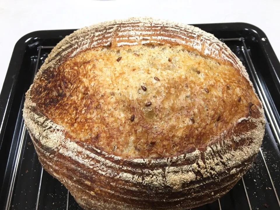 Snapdishの料理写真:TARTINE STYLE COUNTRY SOURDOUGH WITH FLAX SEEDS|gonbenさん