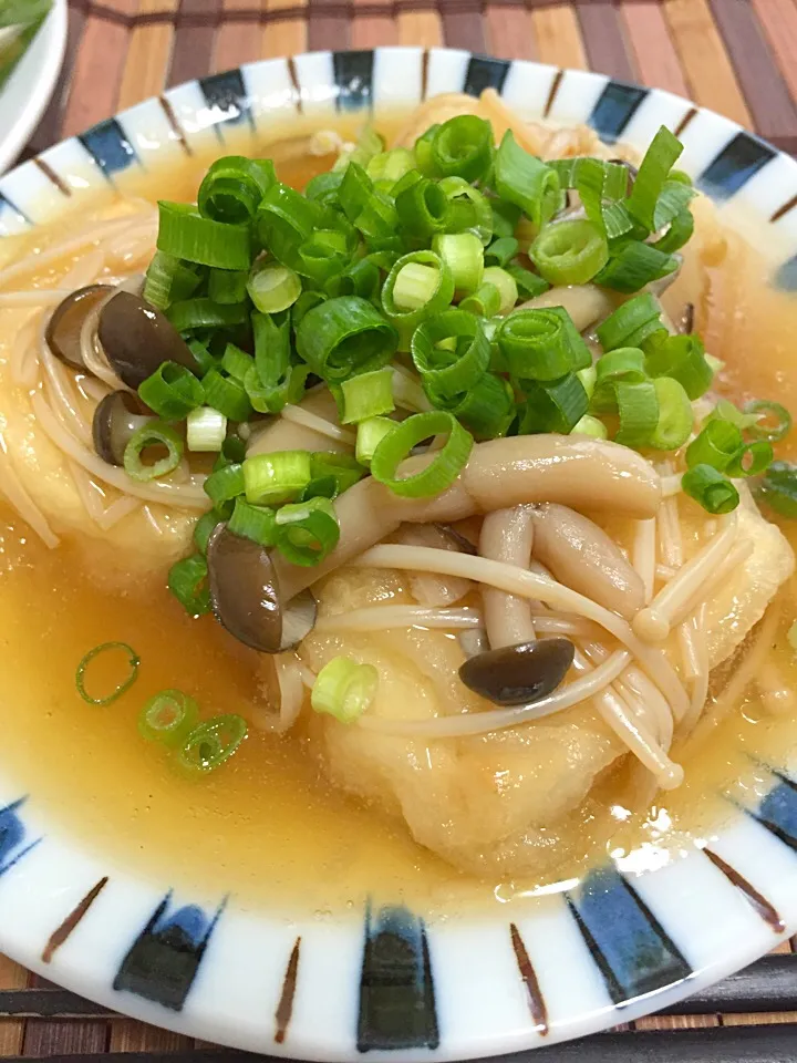 Snapdishの料理写真:豆腐の揚げ出しキノコあんかけ|あおへいさん