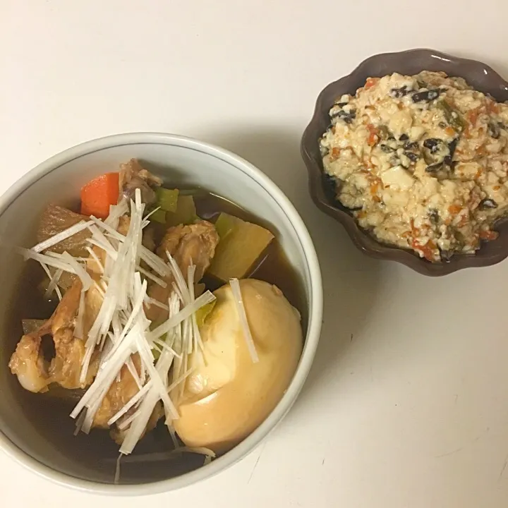 Snapdishの料理写真:手羽先と大根の煮物&白和え|Yuki Kamogawaさん