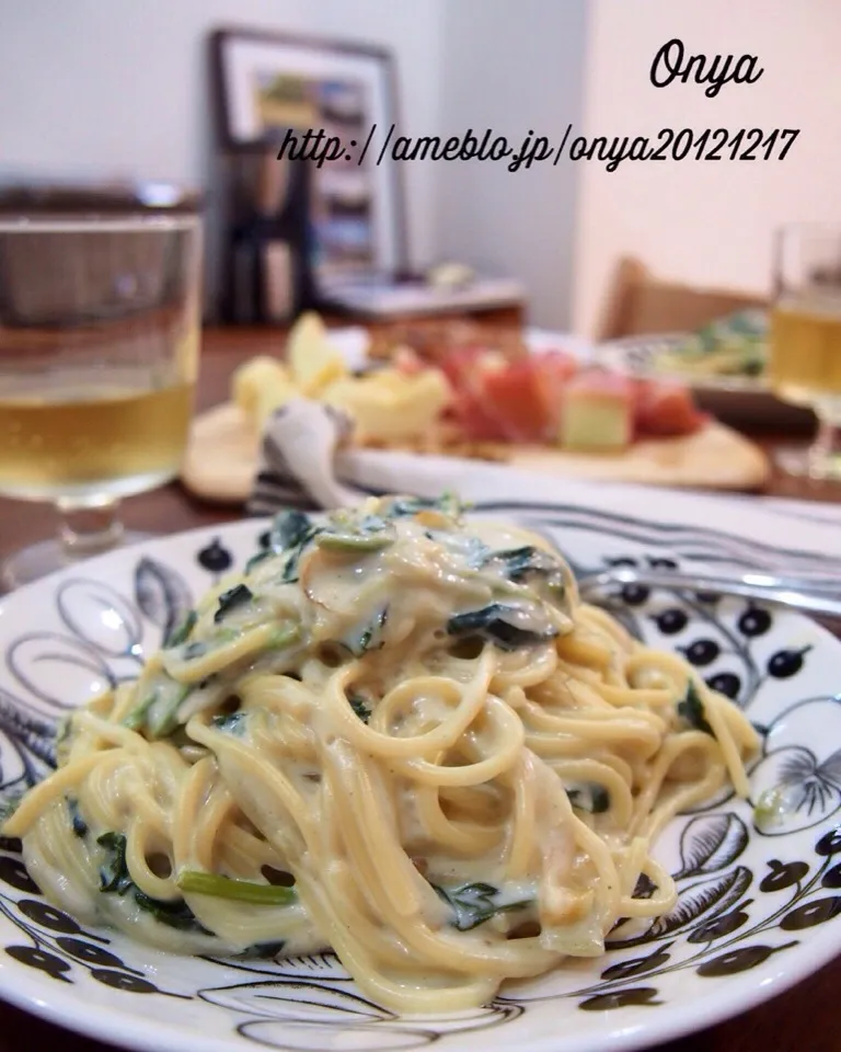 【おうちバルな日♡クリームパスタと照り焼きチキン♡47japanお知らせなど】|おにゃさん