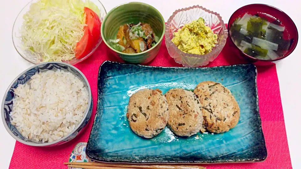 ☆梅しそ豆腐ハンバーグ☆茄子の南蛮漬け☆カレー風味のおからサラダ|わかなさん