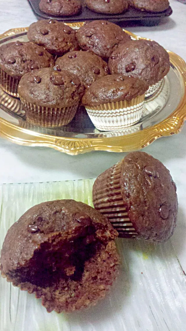 one bowl dark chocolate greek yoghurt banana muffins|Sofie's Kitchenさん