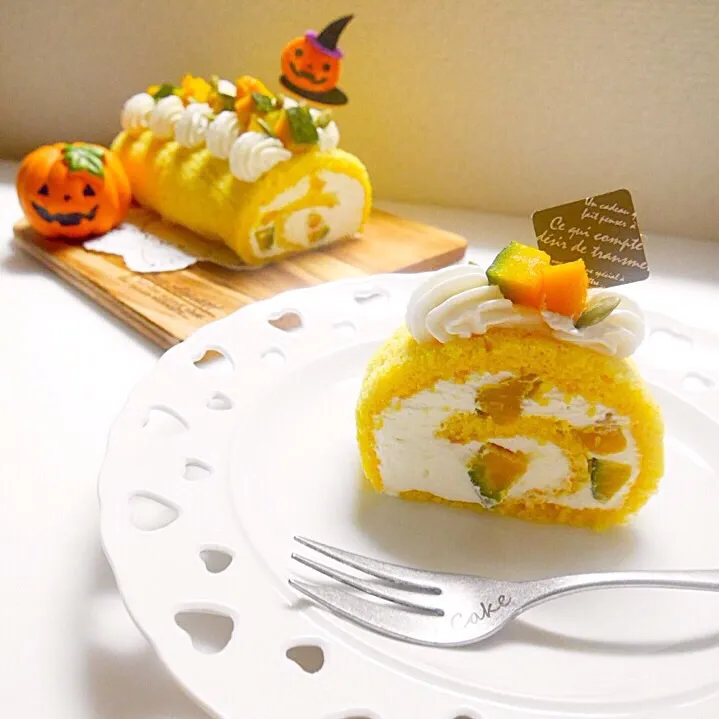 かぼちゃのロールケーキ🎃|ちゃーはんさん