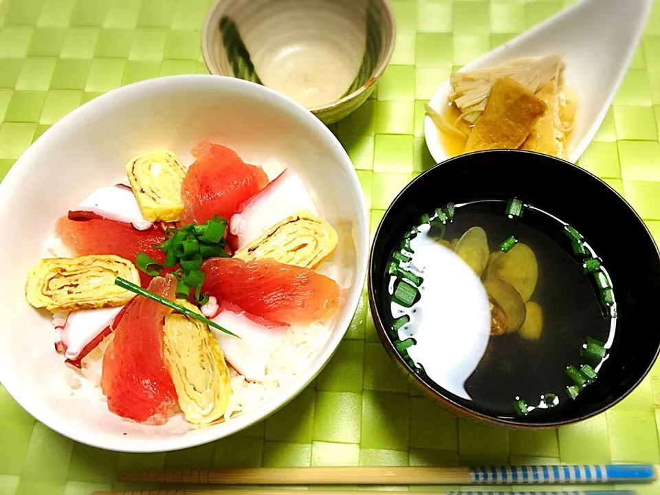 ヅケ丼とアサリのお澄まし|いーのさん