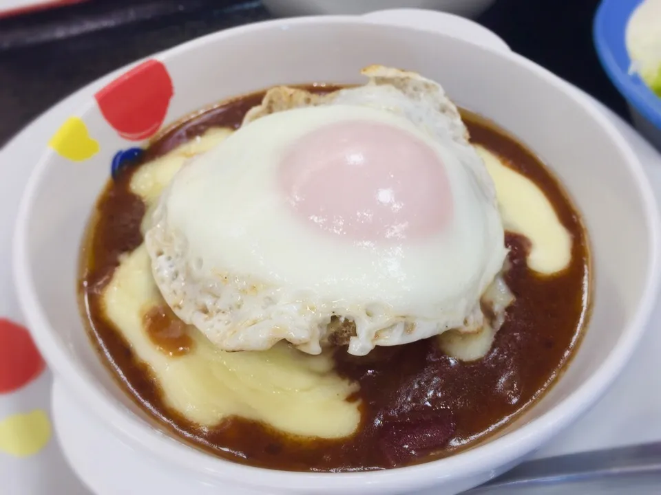 松屋 両国店 チーズフォンデュエッグハンバーグ定食|ddr3rdmixさん