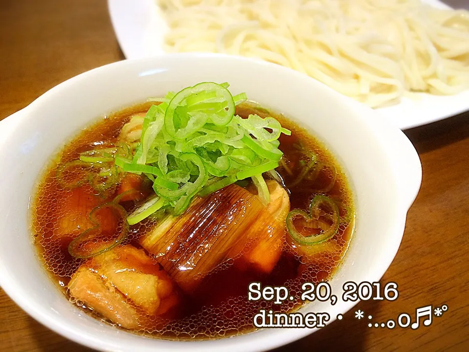 鶏とお葱のつけ汁南蛮うどん♡|いく❤️さん