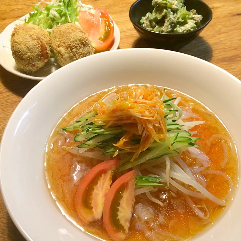 vegan グルテンフリー シュガーフリー
しらたきで冷麺風
里芋のコロッケ
ゴーヤの胡麻和え|makiko_aさん