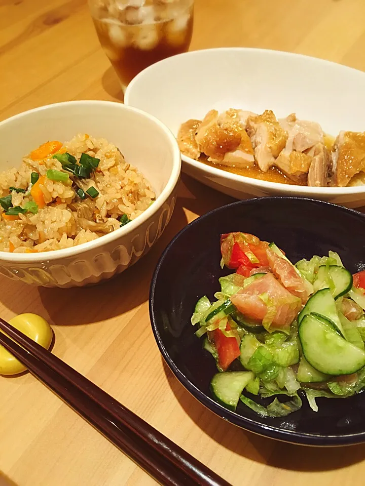 ポキサラダと炊き込みご飯。|ソラさん