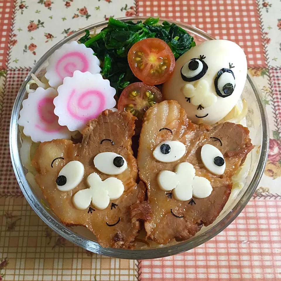 ゆでたまご男と豚男のラーメン弁当🍱|＊ゆみしぼり＊さん