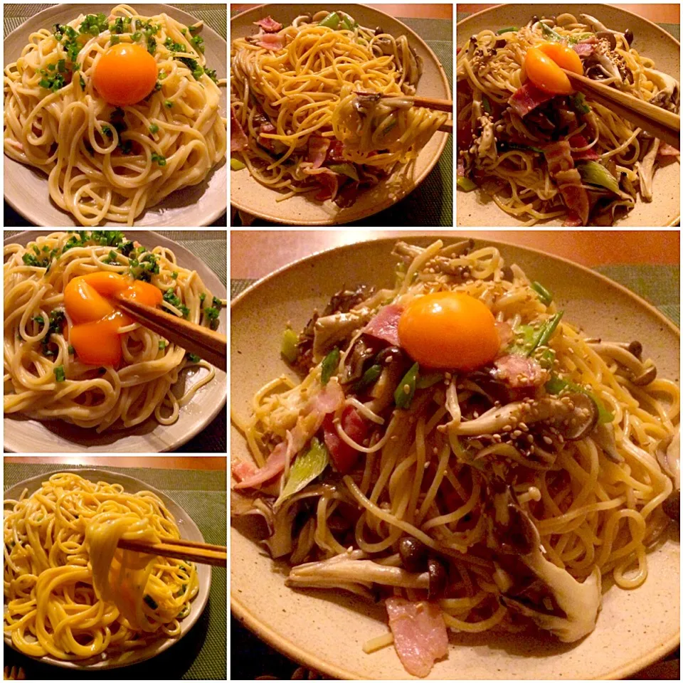 Beacon Mushroom&Soy milk Carbonara🍝ﾍﾞｰｺﾝとｷﾉｺのお月見&豆乳和風ｶﾙﾎﾞﾅｰﾗ|🌈Ami🍻さん