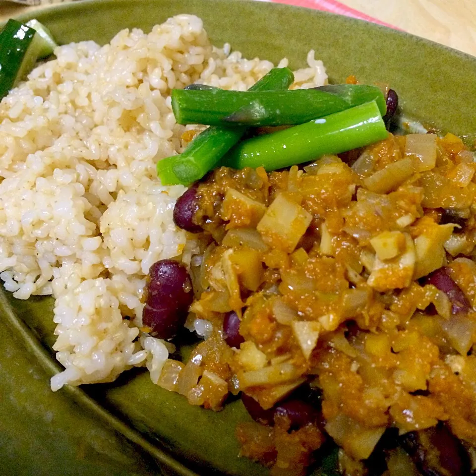 🌙お豆と野菜のドライカレー（ルウ無し、肉無し）
🌙玄米|はまみさん