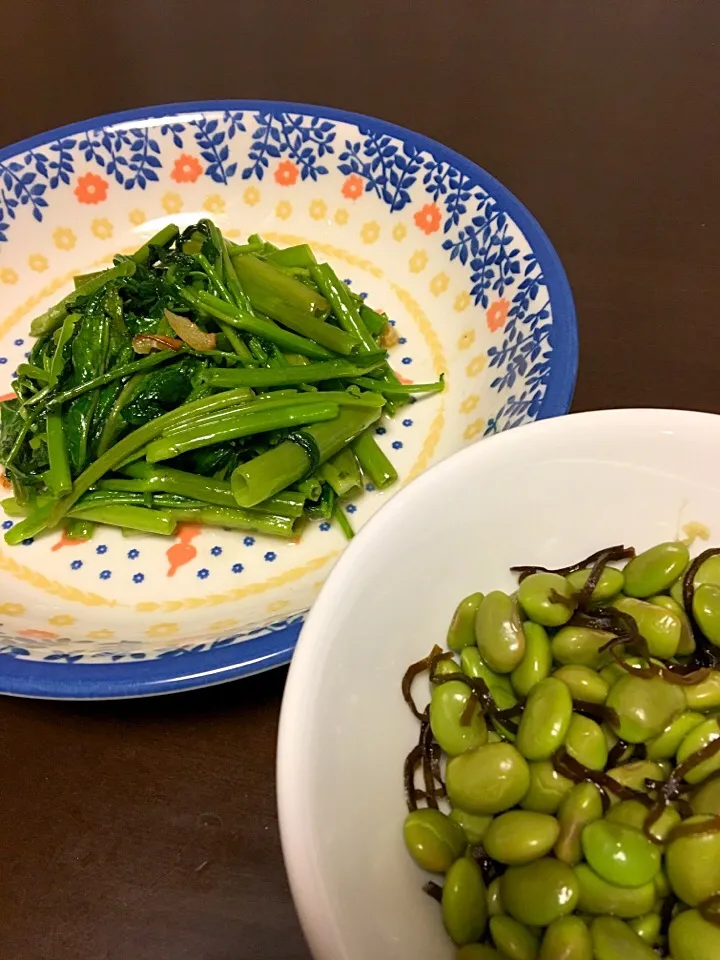 空芯菜の炒めもの＆枝豆のおつまみ|Etsuko  Takakiさん