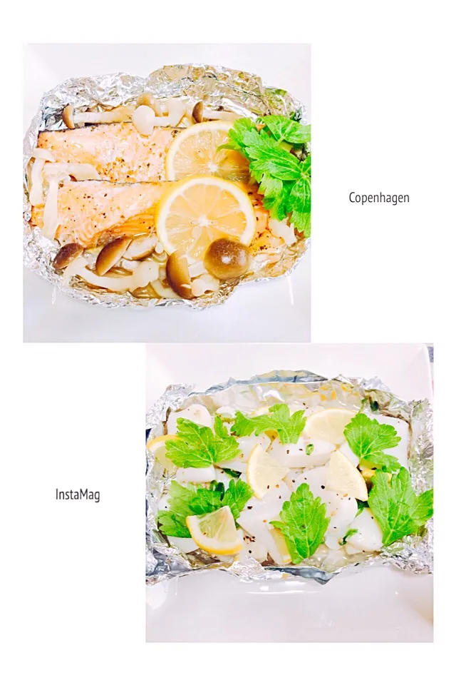 Snapdishの料理写真:サーモンとしめじのホイル焼き
イカとレモンのホイル焼きლ(╹◡╹ლ)|aoiさん