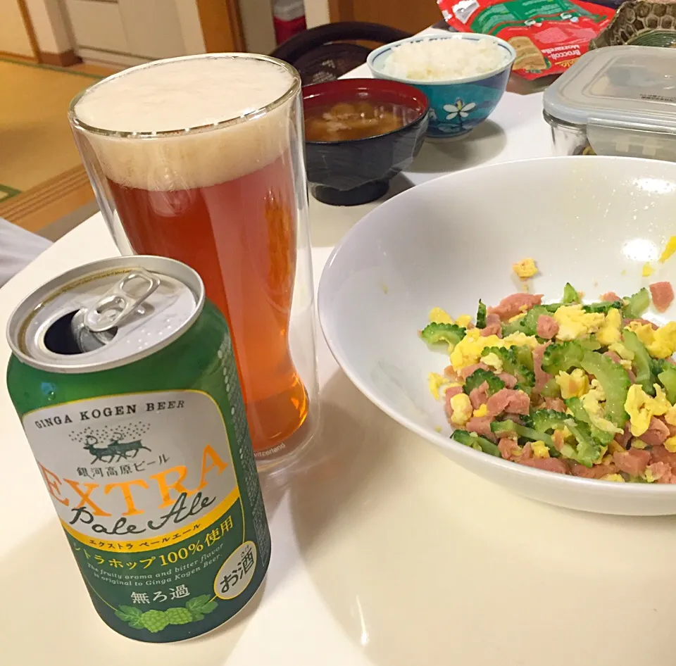 銀河高原ビール EXTRA Pale Ale とゴーヤチャンプル|momoさん