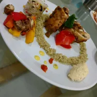 stuffed chicken with herb rice pilaf.|Venkatesh Sharmaさん