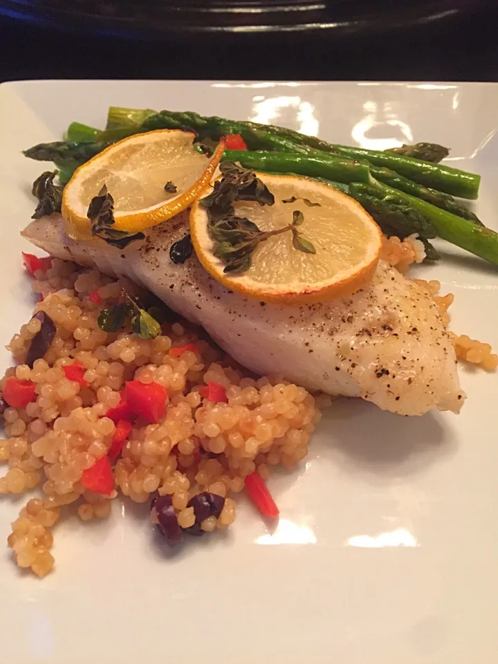 Roasted Halibut over Israeli CousCous|K Goodnessさん