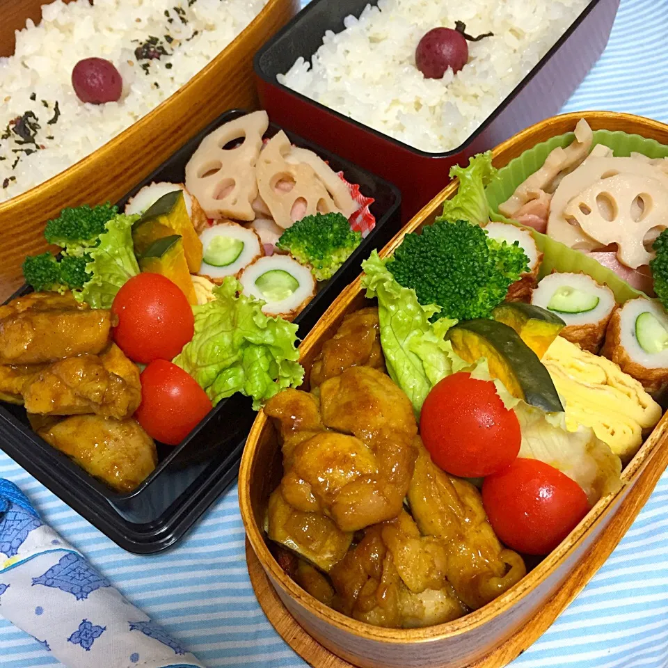 9/26 中学男子のお弁当&パパの弁
ともさんの料理 鶏もも肉のカレー照り焼き|おおけいさん