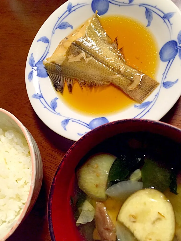 カレイの煮付け 野菜の味噌汁|掛谷節子さん