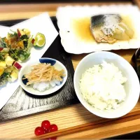 Snapdishの料理写真:秋目前！和定食

鯖の味噌煮
秋野菜寄せ揚げ
手作りなめ茸のおろし添え
はっと汁|pureさん