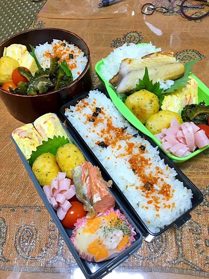 Snapdishの料理写真:今日のお弁当〜(*'ω'*) 作り置きがゴーヤの塩昆布和えしかなくて…困ったわ|renharuruさん