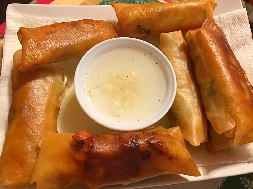 Lumpiang Prito / Vegetable Eggrolls(bean sprouts, sweet potatoes, yams, green beans, jicama, & cilantro) with vinegar dipping sauce|🌺IAnneさん