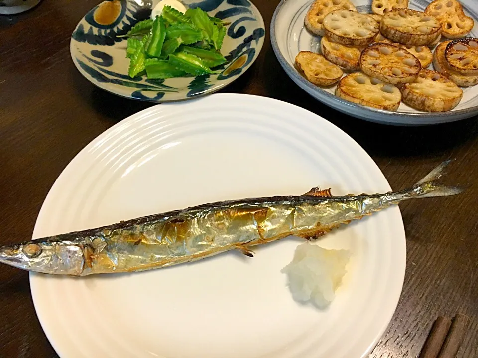 サンマの塩焼き
蓮根ステーキ
茹で四角豆|カドラさん