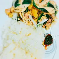 chicken salad with sticky rice|chauさん