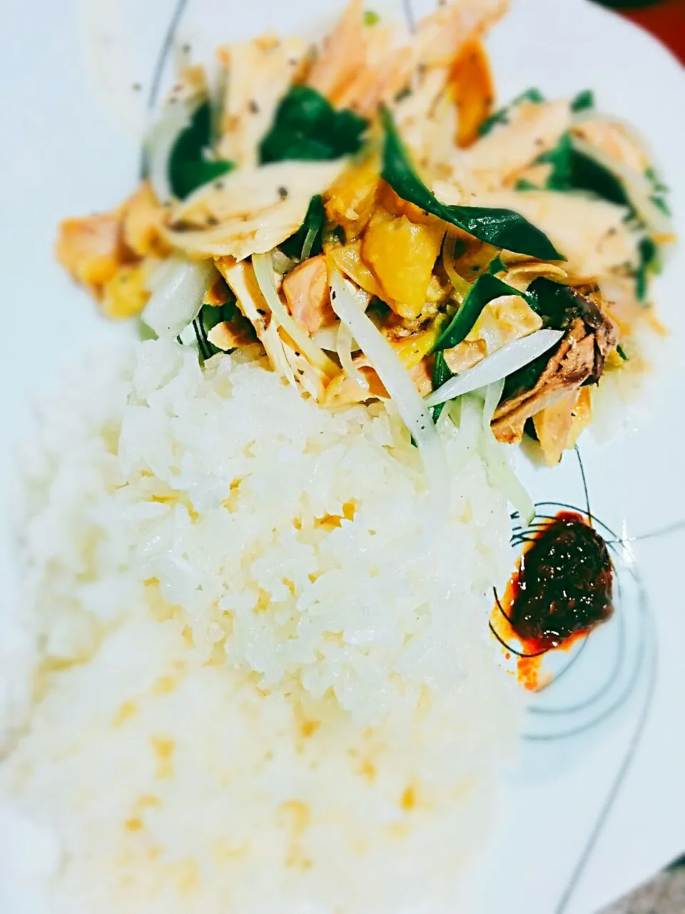 chicken salad with sticky rice|chauさん