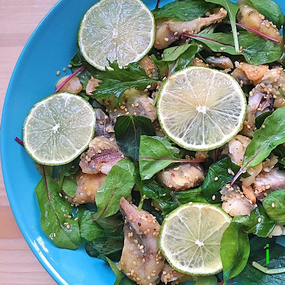 Snapdishの料理写真:山本真希さんの料理 アジのサラダ仕立て〜母のレシピノートより〜 【Horse mackerel salad】|izoomさん