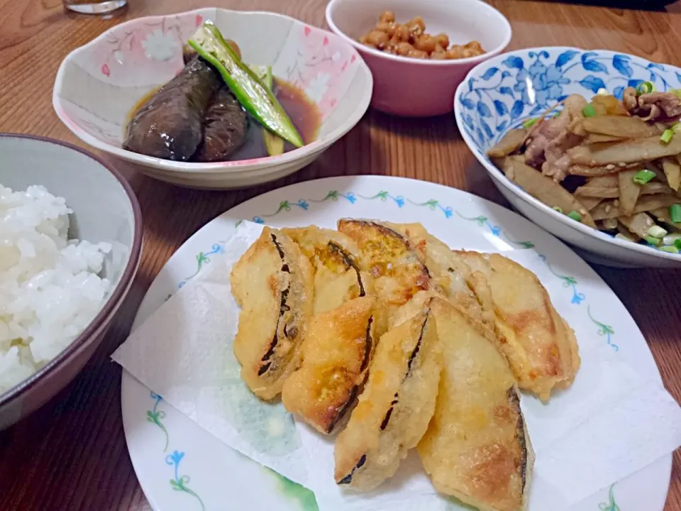 ・南瓜の天ぷら
・牛蒡と豚肉の和風炒め
・茄子の揚浸し
・大豆の甘酢炒め煮|ようかんさん