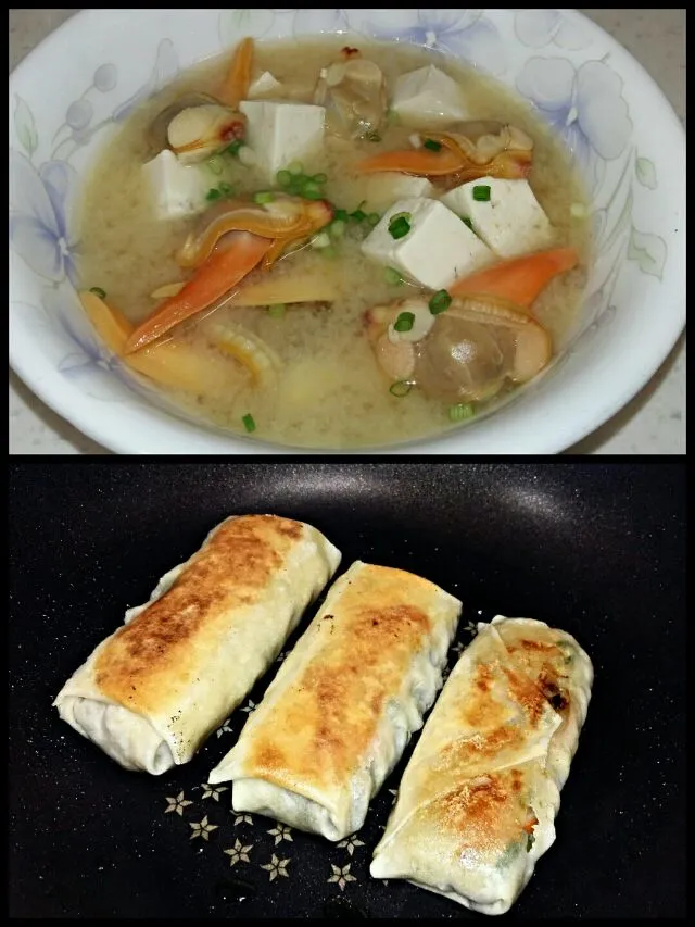 spring rolls and miso soup|steven z.y.さん