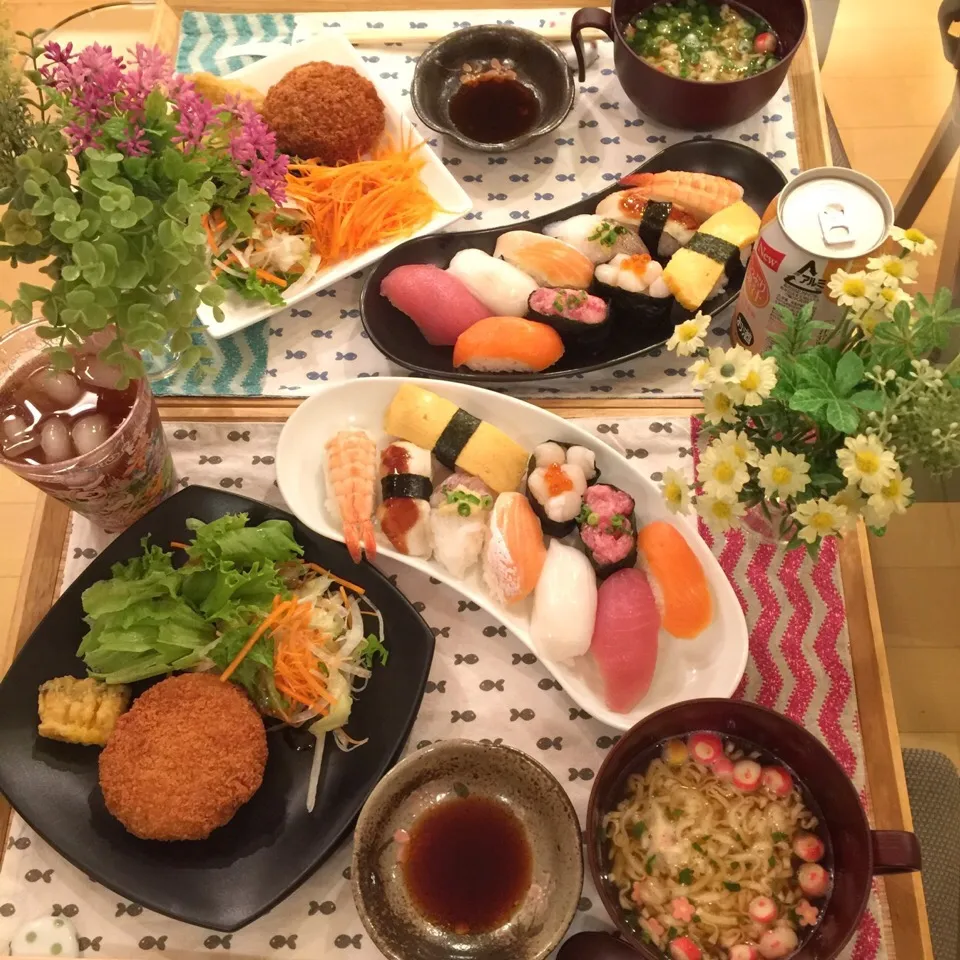 Snapdishの料理写真:9/29❤︎主人と娘の晩ごはん❤︎|Makinsさん