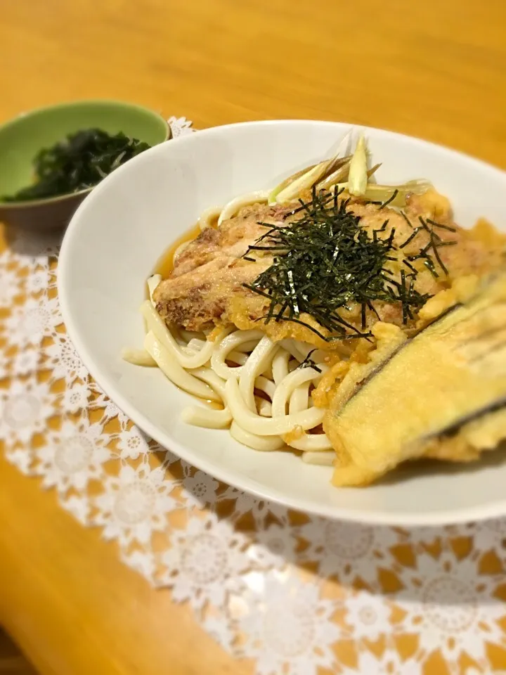 さんま天なす天うどん
わかめとジャコのポン酢あえ|えりさん