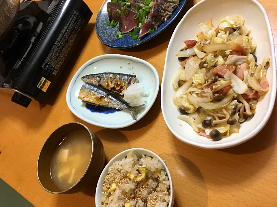 Snapdishの料理写真:栗ご飯＆さんまの塩焼き|kimikimiさん