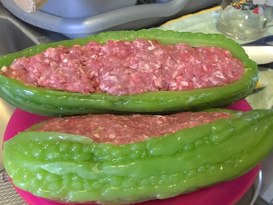 Stuffed bittermelon ... ready to be cooked 😄😄|intermezzoさん