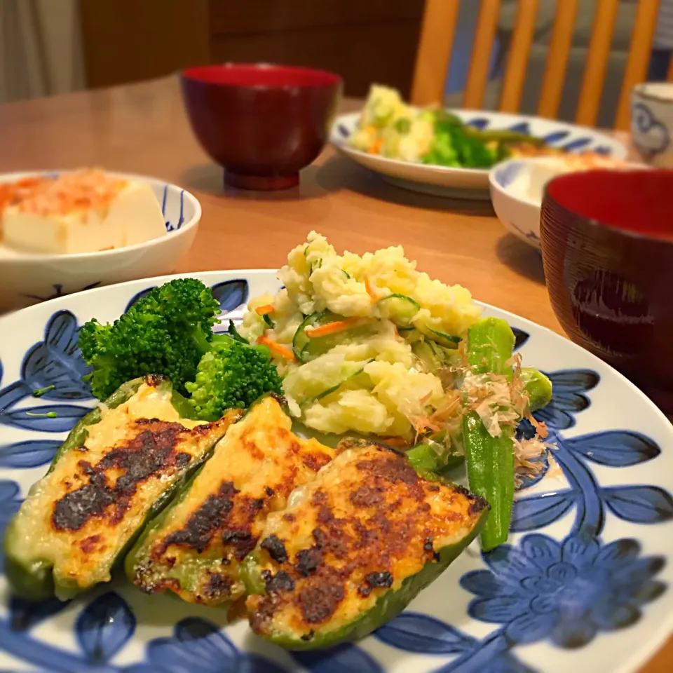 Snapdishの料理写真:ピーマン肉詰めおから入り|ジャスミンリリーさん