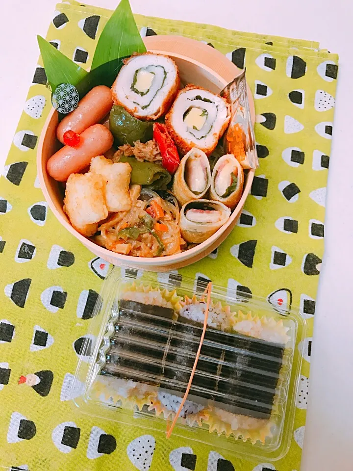 🍙俵おにぎり（おかか、ゆかり）
🍙ささみチーズフライ
🍙星型ポテト
🍙チーズinウインナー
🍙ベーコンチーズ春巻き
🍙麻婆春雨
🍙青唐とツナ炒め|pindoraさん